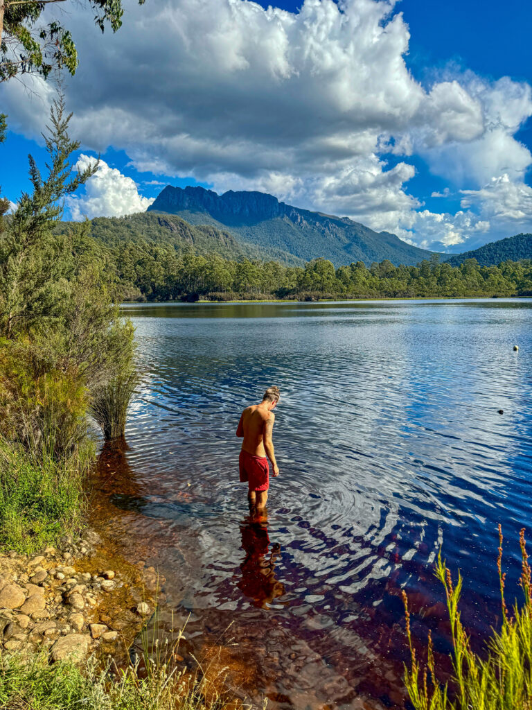 swimming in tasmania at lake roseberry 
