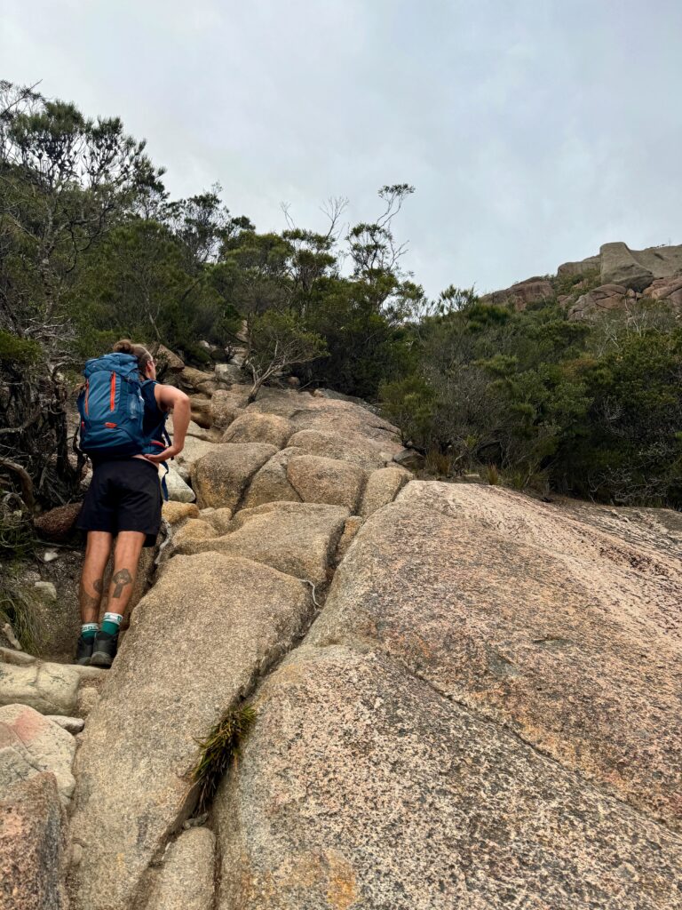 climbing up mount amos